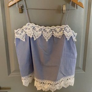 NEW Express Chambray tank w/ Lace Trim Medium
